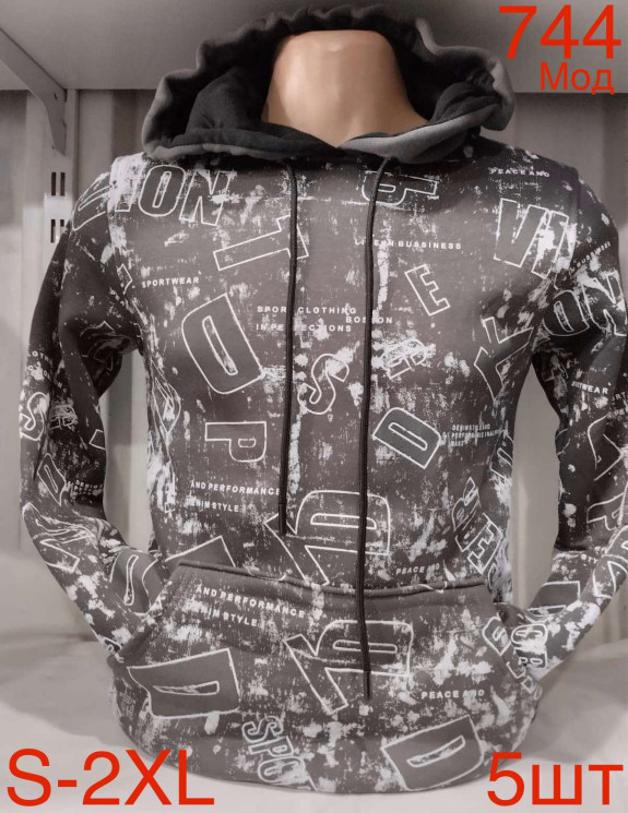 Худі чоловіча фліс м.744 (р.S-2XL) в упаковці 5 штук 759368 - Nadiyka BG/PO2161-2162