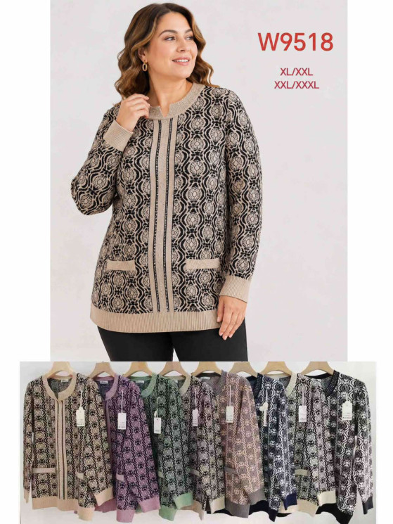 Светр жіночий, кашемір, м.W9518 (р. XL-3XL ), мікс кольорів, в упаковці 10 штук №347470 - Vanda SE1013