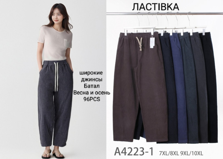 Джинси жіночі, джинс, м.А4223-1 (Розмір: 7XL-10XL ), мікс кольорів, в упаковці 6 штук №340693 - Hang SE641