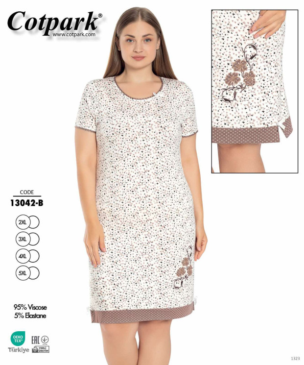 Нічна сорочка жіноча, трикотаж "13042-В" (р: 2XL,3XL,4XL,5XL) в упаковці 4 шт. №358578 - Romex HR1980