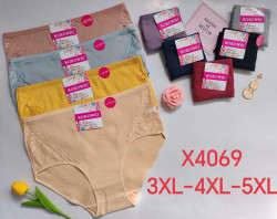 Труси жіночі X4069 котон (розмір: 3XL-5XL) мікс кольорів, в упаковці 12 шт. №602053