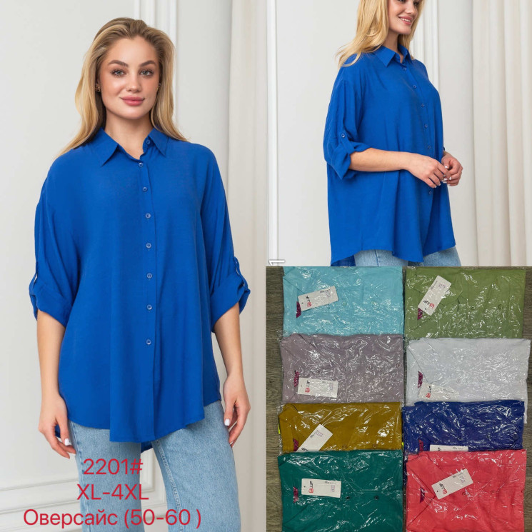 Сорочка блузка "2201" жіноча льон (Розмір: XL-4XL) 9 кол в уп 4 шт №157885 - 