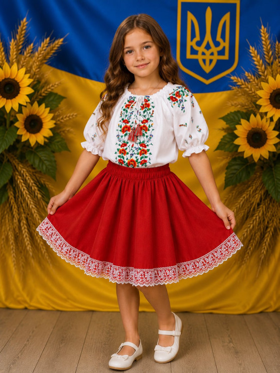 Вишиванка дитяча, паплін (розміри: 104-152), в упаковці 9 штук №347137 - Delux 909