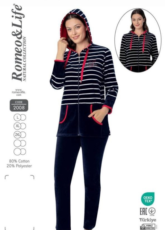 Домашній костюм жіночий "2008" котон (р: L,XL,2XL) в упаковці 3 шт. №382619 - Romex HR1980