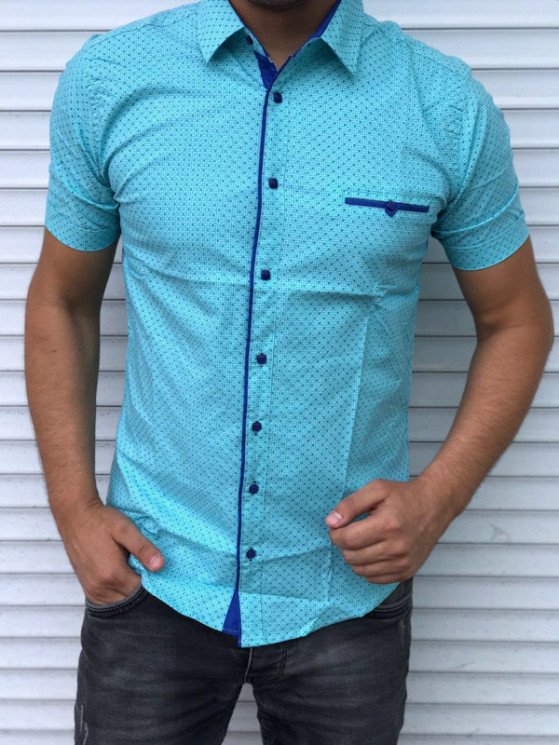 Сорочка No Brand р M-3XL Чоловіча S1203 blue - NikNumbers SE1041-1042