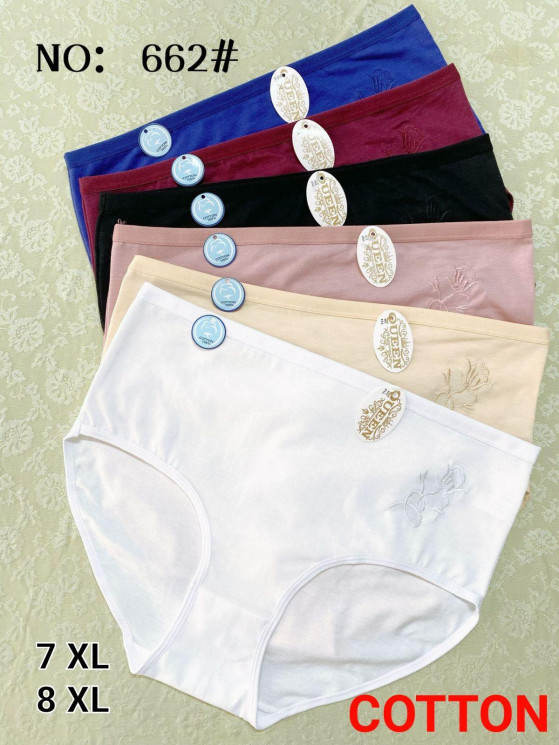 Труси жіночі, котон, м.662 (р. 7XL-8XL), мікс кольорів, в упаковці 12 штук №336320 - Chiny 2598