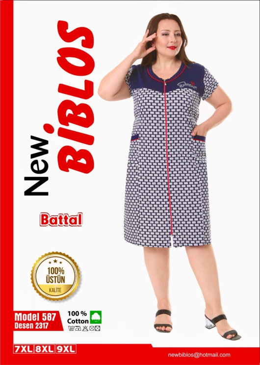 Халат жіночий "587" коттон (р: 7XL,8XL,9XL) в упаковці 3 шт. №364246 - Romex HR1980