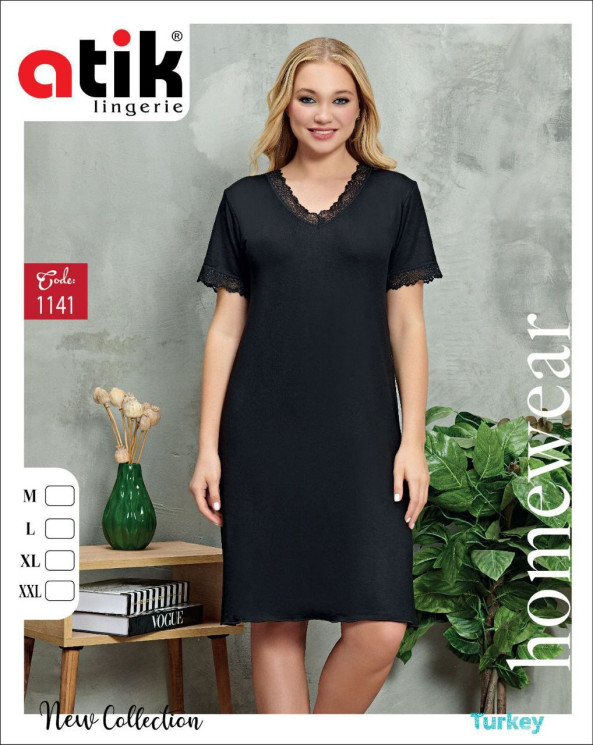 Нічна сорочка жіноча, бамбук, ажур, м.1141 (розмір: M-2XL ​), в упаковці 4 штуки №341922 - Karahan HR1930
