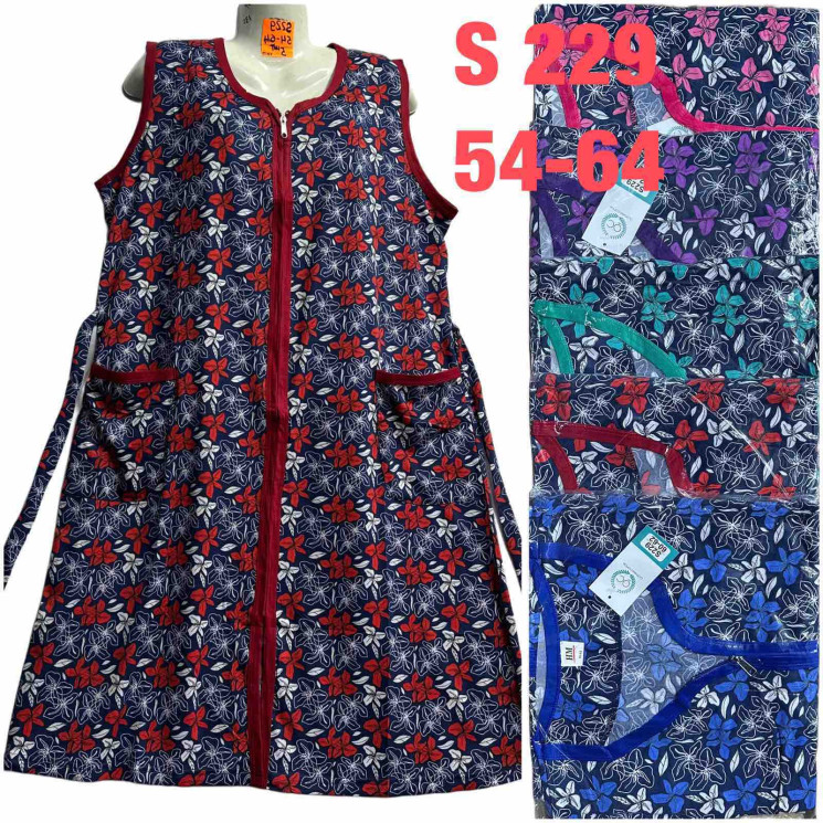Халат жіночий, трикотаж, м.S229 (р. 54-64 ), мікс кольорів, в упаковці 6 штук №331518 - Vanda SE1013