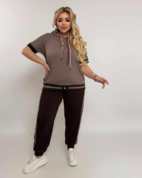 Костюм спортивний жіночий з коротким рукавом, двонитка м. 962 (р: 48-50, 52-54, 56-58, 60-62) №821721 - 