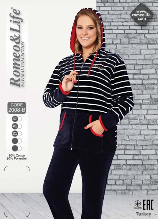 Домашній костюм жіночий "2008-В" котон (р: 3ХL,4XL,5XL) в упаковці 3 шт. №382620 - Romex HR1980