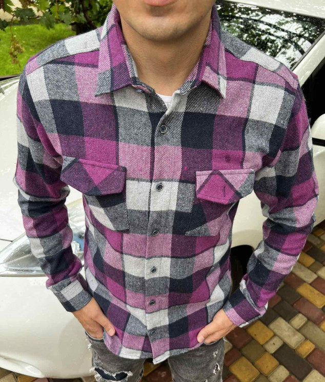 Сорочка No Brand р M-3XL Чоловіча S3162 lilac - NikNumbers SE1041-1042