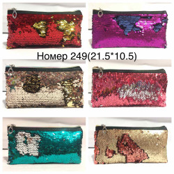Косметичка жіноча "249" (р. 21.5*10.5см) мікс кольорів, в упаковці 6 шт. №357970