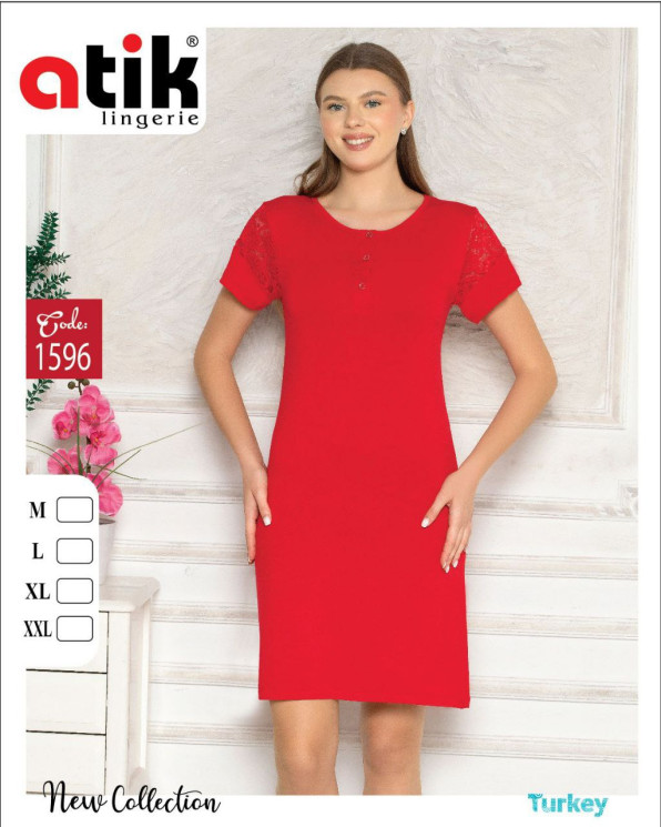 Нічна сорочка жіноча, бамбук, ажур, м.1596 (розмір: M-2XL ​), в упаковці 4 штуки №341923 - Karahan HR1930