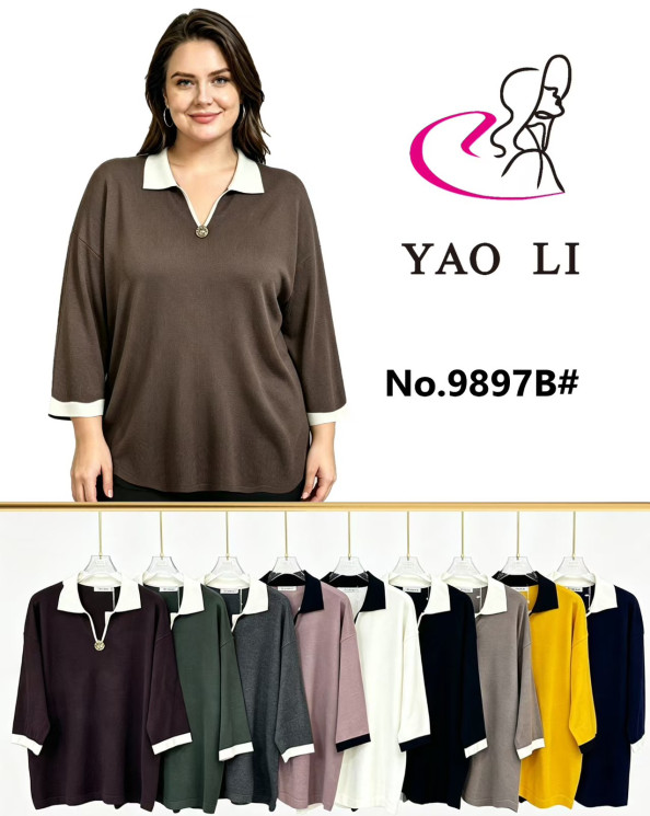 Кофта жіноча кашемір м.9897 (р.56-60) мікс кольорів в упаковці 5 штук №764526 - Yaoli WE3037