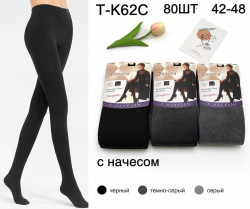 Колготи жіночі, трикотаж, начіс, м.T-K62C (розмір: 42-48), мікс кольорів, в упаковці 10 штук №348110