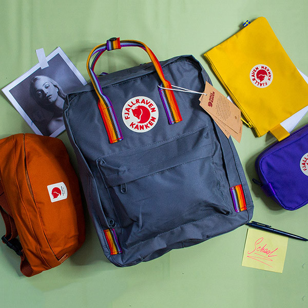 Рюкзак “Fjallraven Kanken” із райдужними ручками Сірий м.23620-16L (Розмір: 37*28*12 см) №755112 - Amsterdam HR277