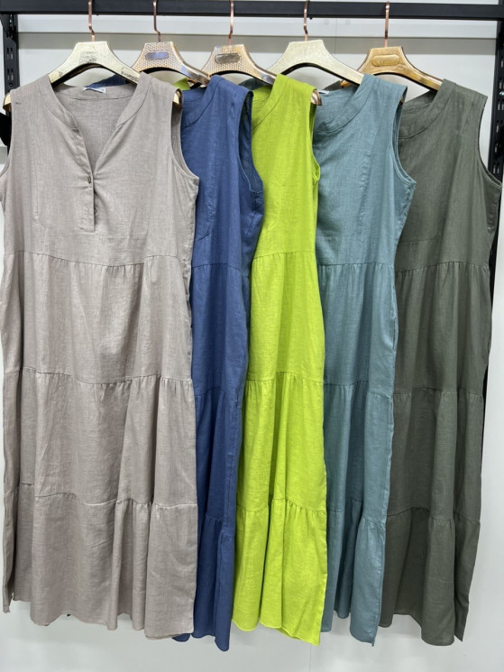 Сукня жіноча, льон, м.10753 (р: 3XL-6XL), 5 кольорів, в упаковці 4 штуки №330110 - Chiny 2598