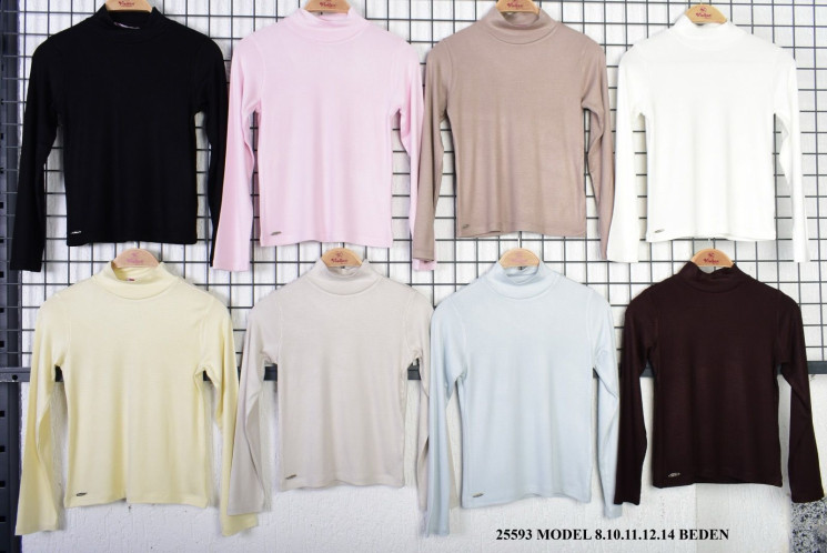 Лонгослів дитячий, трикотаж, м. 25593 (р. 8-14 років ), 8 кольорів, в упаковці 5 шт. №346370 - 