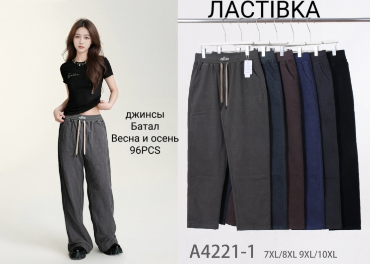 Джинси жіночі, джинс, м.А4221-1 (Розмір: 7XL-10XL ), мікс кольорів, в упаковці 6 штук №340696 - Hang SE641