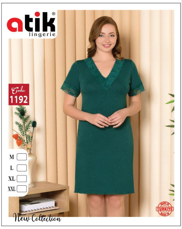 Нічна сорочка жіноча, бамбук, ажур, м.1192 (розмір: M-2XL ​), в упаковці 4 штуки №341924 - Karahan HR1930