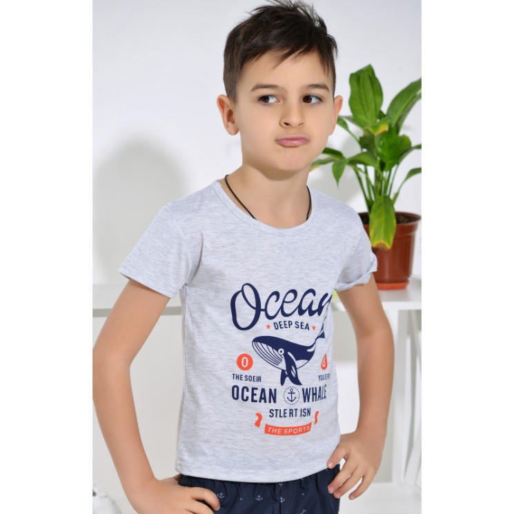 Футболка дитяча OCEAN (Р. 98-116 см, 3-6 років) сіра, в упаковці 4 шт. №353169 - Kuzya WE1041
