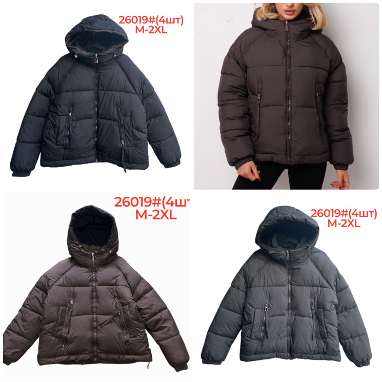 Зимова куртка жіноча, плащівка, м.26019 (Розмір: M-2XL ), 3 кольори, в упаковці 4 штуки №336983 - 