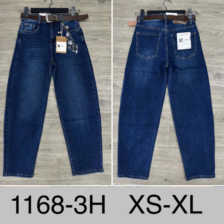 Джинси жіночі баггі з ременем м.1168-3H (р:XS-XL) в упаковці 6 штук №764060 - UNO2Uva SER1864