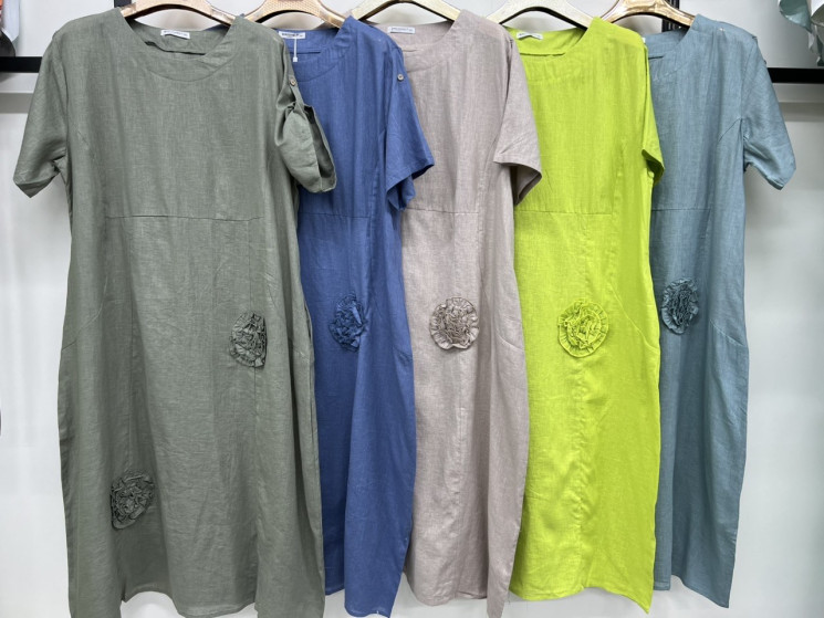 Сукня жіноча, льон, м.10806 (р: 3XL-6XL), 5 кольорів, в упаковці 4 штуки №330111 - Chiny 2598