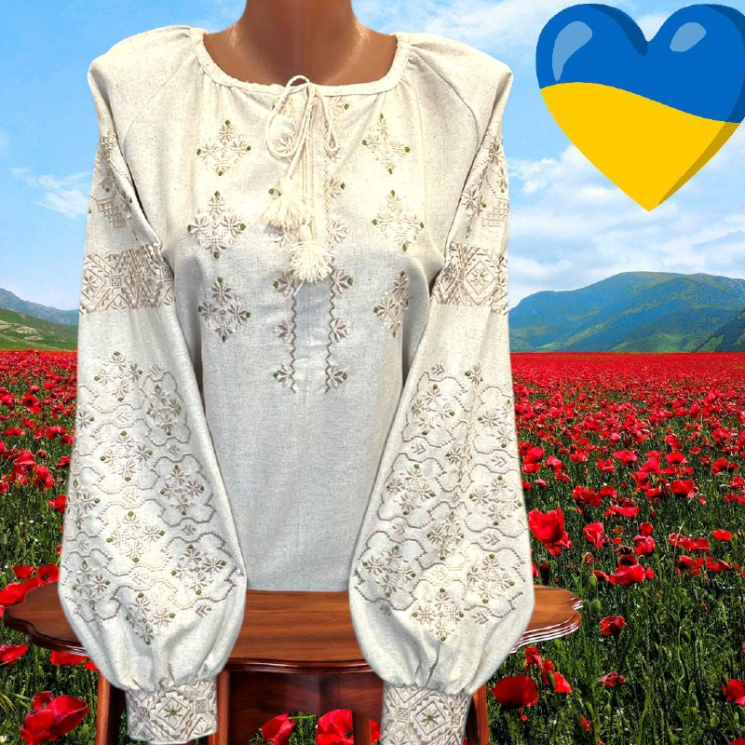 Вишиванка жіноча, льон (р: 46,48,50,52,54) в упаковці 5 шт. №381433 - Ninette BG/PO2160