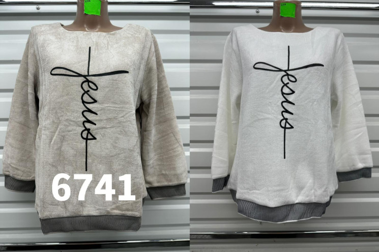 Кофта жіноча "6741" (р: 50-58) 2 кольори, в упаковці 5 шт. №375109 - Natasha SE669