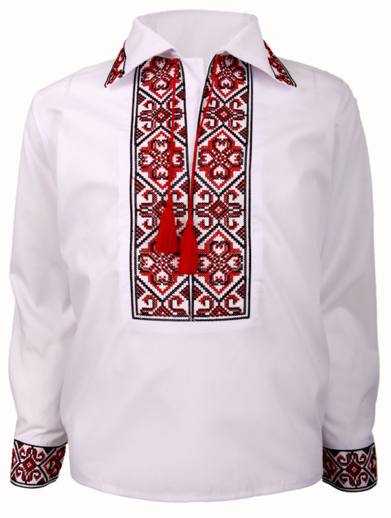 Вишиванка дитяча з вишивкою на спині, паплін (розміри: зріст 116-152) в упаковці 7 штук №305180 - Delux 909