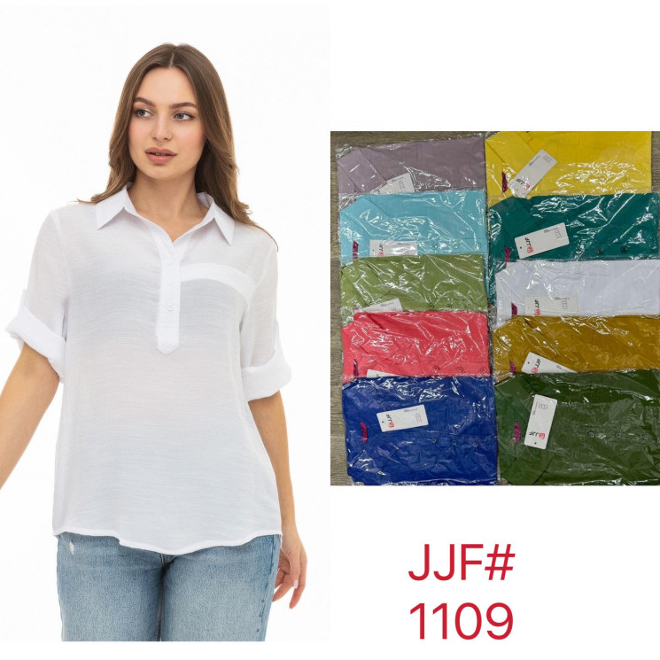 Сорочка блузка "1109" жіноча льон (Розмір: XL-4XL) 10 кол в уп 4 шт №157652 - 