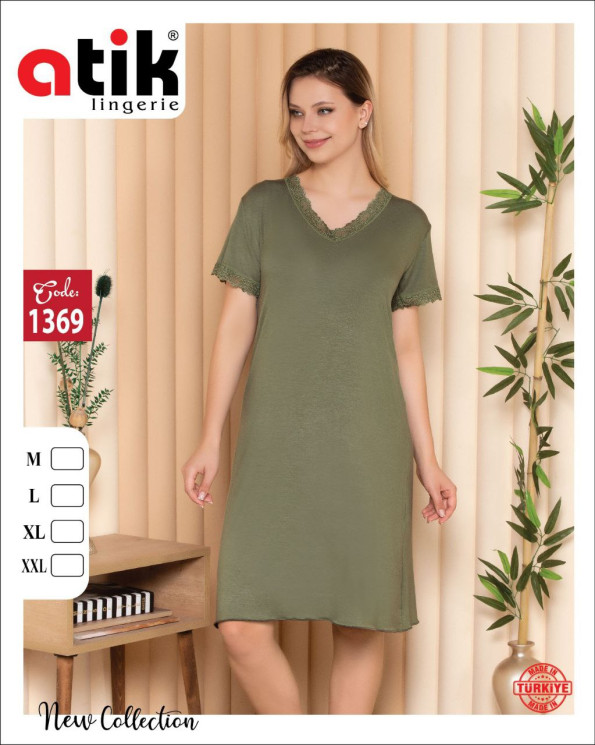 Нічна сорочка жіноча, бамбук, ажур, м.1369 (розмір: M-2XL ​), в упаковці 4 штуки №341925 - Karahan HR1930