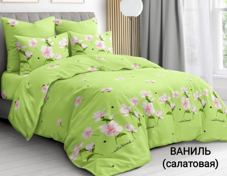 Комплект постільної білизни, бязь, м. Ваниль (салатовая) (р: євро середній) №330402 - Palma RZ3641