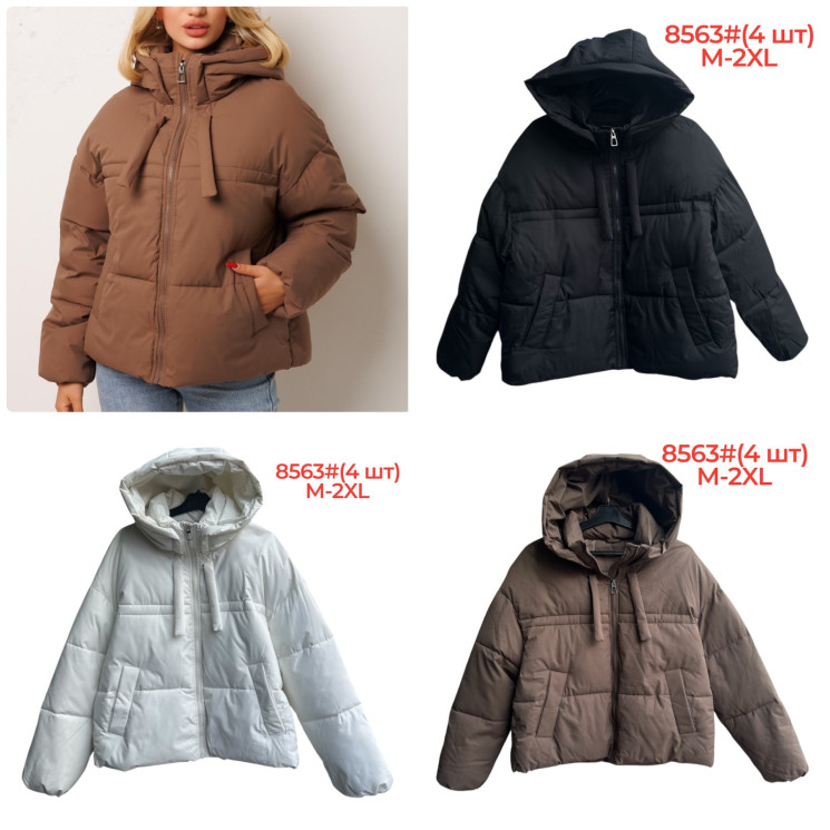 Зимова куртка жіноча, плащівка, м.8563 (Розмір: M-2XL ), 4 кольори, в упаковці 4 штуки №336984 - 