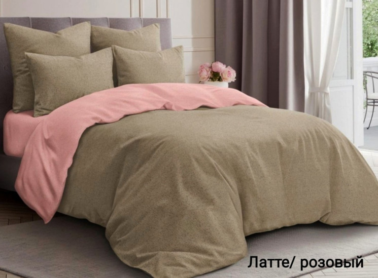 Комплект постільної білизни, бязь, м.Графит/розовый (р: полуторний) №327147 - Palma RZ3641