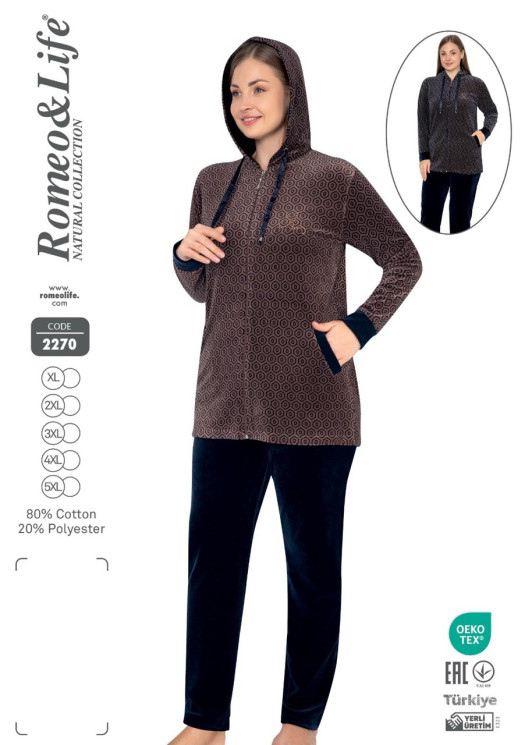 Домашній костюм жіночий "2270" котон (р: ХL,2XL,3ХL,4XL,5XL) в упаковці 5 шт. №382623 - Romex HR1980