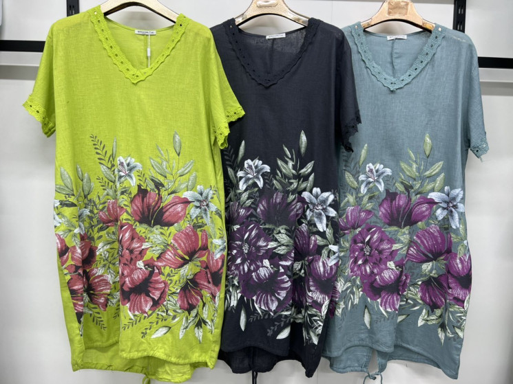 Сукня жіноча, льон, м.10756 (р: 3XL-6XL), 3 кольори, в упаковці 4 штуки №330112 - Chiny 2598