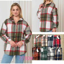 Сорочка кофта жіноча в клітинку " 7730" байка (Розмір: XL-4XL) 8 кольорів, в уп 4 шт №164654