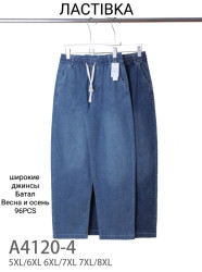 Джинси жіночі, джинс, м.А4120-4 (Розмір: 5XL-8XL ), мікс кольорів, в упаковці 6 штук №340698