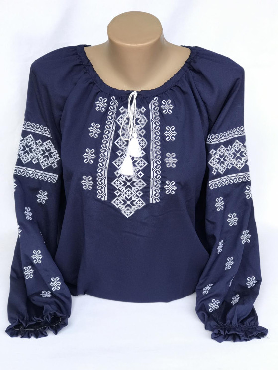 Жіноча вишиванка, креп/шифон (розміри: 48-56) в упаковці 5 штук №305181 - Delux 909
