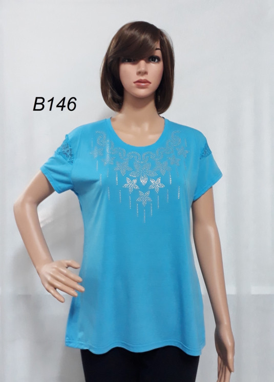 Футболка жіноча, трикотаж, м.В146 (р. 2XL-5XL ), мікс кольорів, в упаковці 10 штук №323370 - Iris BG/PO436