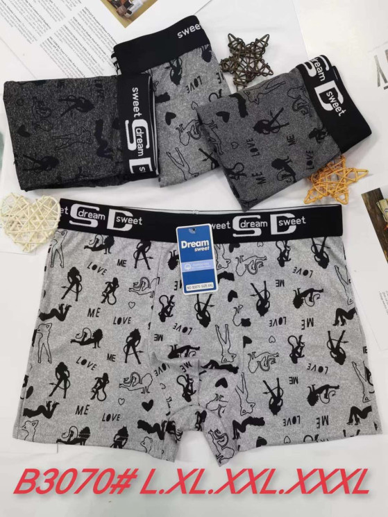 Труси чоловічі, котон, м.В3070 (розмір: L-3XL), мікс кольорів, в упаковці 24 штуки №341266 - Lilu 230/237