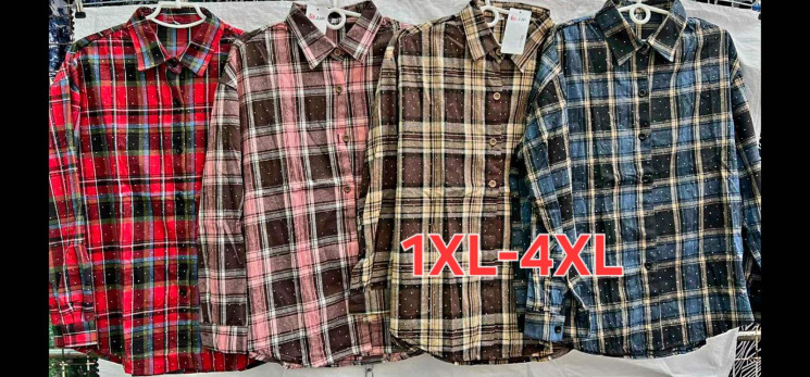 Сорочка жіноча, котон (Розмір: XL-4XL ), мікс кольорів, в упаковці 8 штук №345908 - Iris BG/PO436