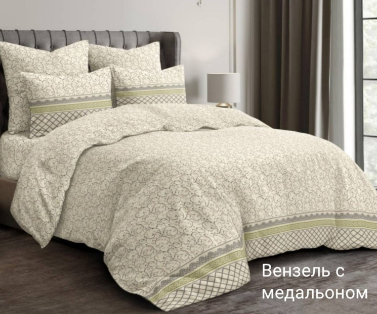 Комплект постільної білизни, бавовна, м. Вензель с медальйоном (р: двохспальний) №330060 - Palma RZ3641