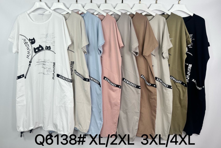 Сукня жіноча, трикотаж, м.Q6138 (розмір: XL-4XL ), мікс кольорів, в упаковці 10 штук №341519 - Vanda SE1013