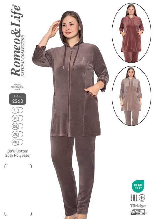Домашній костюм жіночий "2263" котон (р: L,ХL,2XL,3ХL,4XL) 3 кольори, в упаковці 5 шт. №382624 - Romex HR1980
