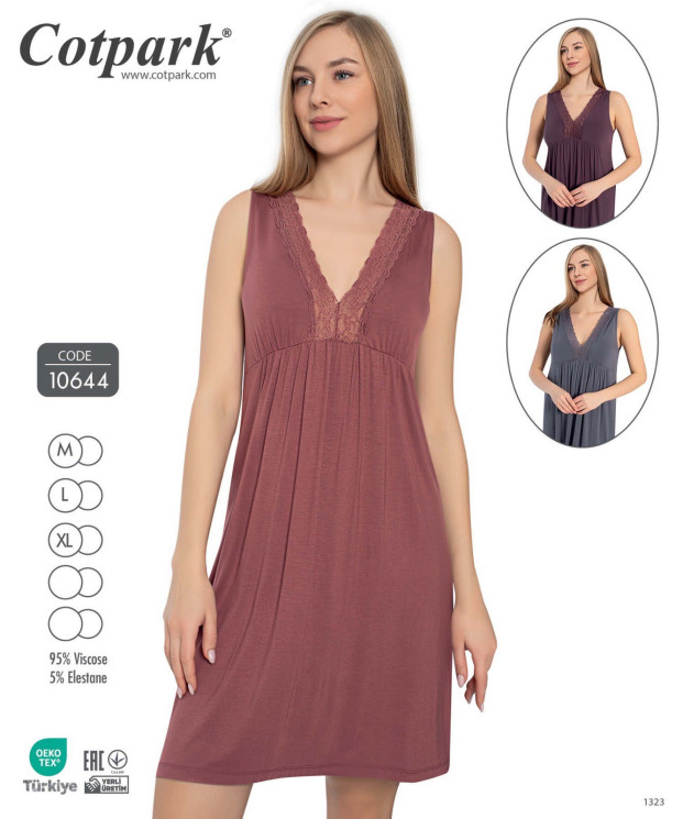Нічна сорочка жіноча "10644" віскоза (р: М,L,XL) 3 кольори, в упаковці 3 шт. №363174 - 
