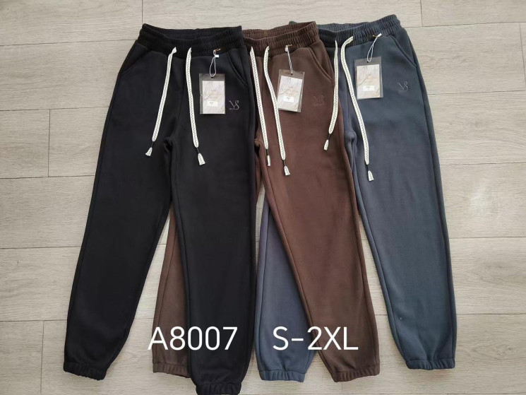 Спортивні штани жіночі, мікровельвет, фліс, м.8007 (Розмір: S-2XL), 3 кольори, в упаковці 5 штук №336038 - 